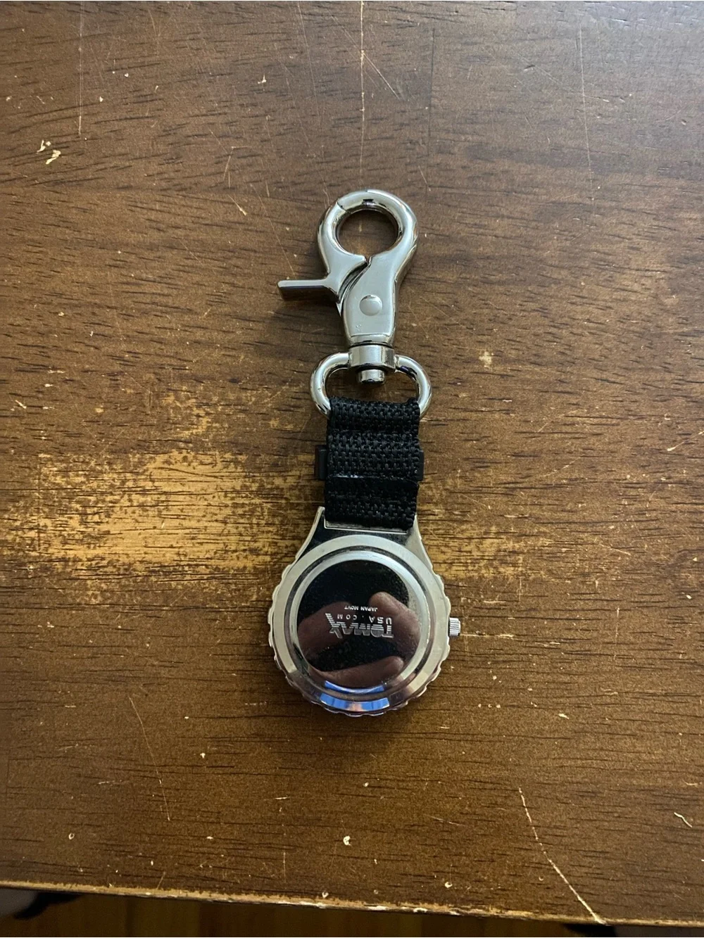 Black Clip-On Compass Watch with White Dial